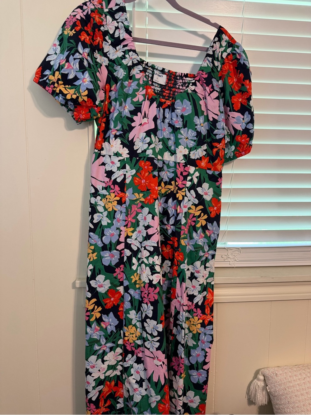 Old Navy Floral Smocked Midi Dress | XL-Never Worn | Puff Sleeve Dress